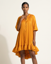 Amber Pleated High-Low Tunic