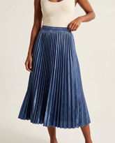 The Zenith Pleated Velvet Midi Skirt