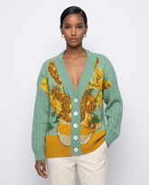 Impressionist Sunflower Knit Cardigan