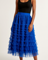 The Cobalt Tulle Ruffle Skirt