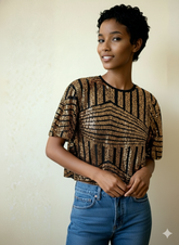 The Geometric Gold Sequin Party Top