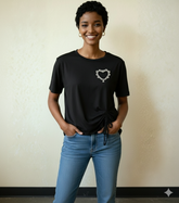 The Crystal Heart Ruched Hem T-Shirt