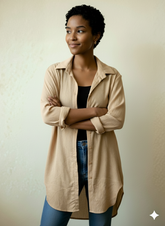 Textured Crinkle Longline Shacket