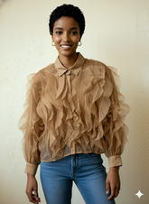 The Dramatic Tulle Cascade Ruffle Blouse