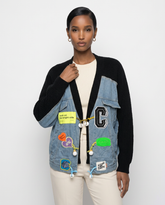 Custom Patchwork Denim Knit Cardigan