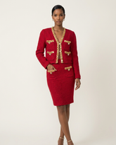 Crimson Tweed Gilded Trim Suit Set