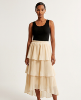 Isolde Tiered Pleated Maxi Skirt