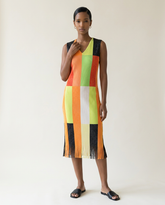 Vintage Geometric Colorblock Knit Dress