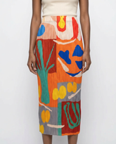 The Artisan Block-Print Pleated Skirt