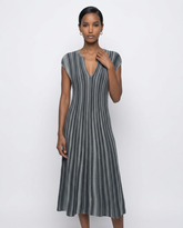Variegated Stripe Rib-Knit Dress