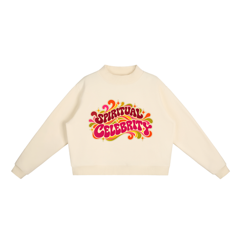 Spiritual Celebrity Oversized Fleece Mock-Neck Sweatshirt