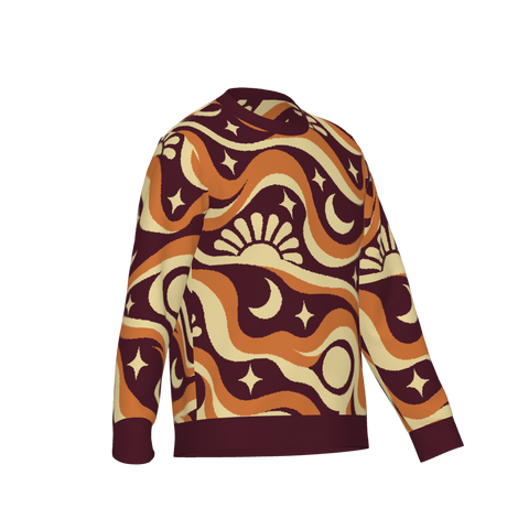 Cosmic Swirl Pattern Knit Sweater