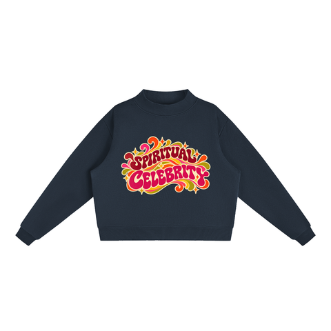 Spiritual Celebrity Oversized Fleece Mock-Neck Sweatshirt