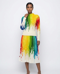 Chromatic Drip Pleated Knit Set