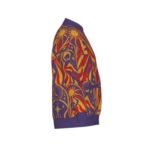 Vibrant Jacquard Knitted Bomber Jacket