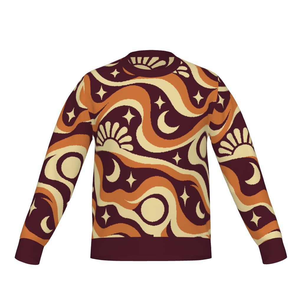 Cosmic Swirl Pattern Knit Sweater