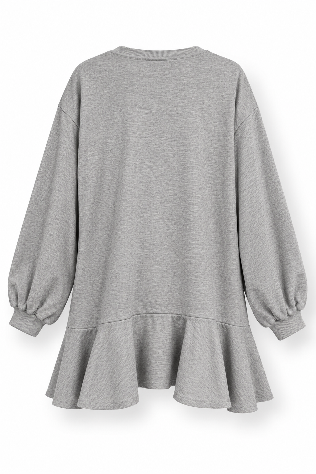 Heather Grey Long-Sleeve Top with Flounced Hem, back