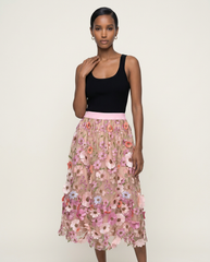 Blush Garden Appliqué Skirt Set
