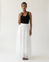 Ivory Cascade Textured Skirt Set