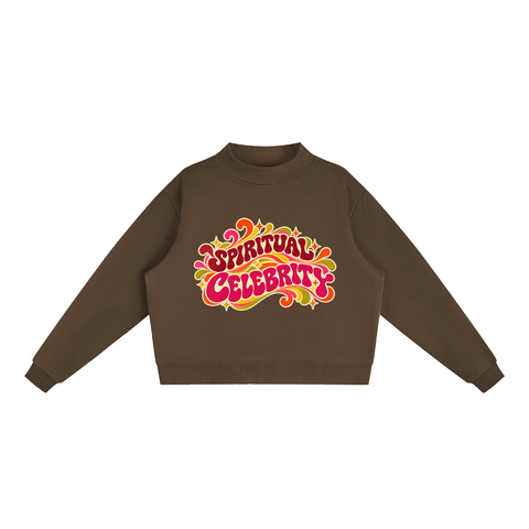 Spiritual Celebrity Oversized Fleece Mock-Neck Sweatshirt