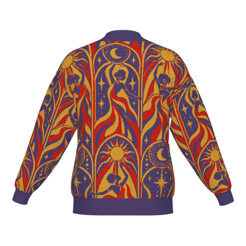 Vibrant Jacquard Knitted Bomber Jacket