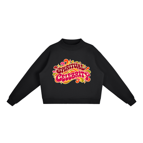 Spiritual Celebrity Oversized Fleece Mock-Neck Sweatshirt