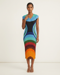 Plissé Graphic Sheath Dress