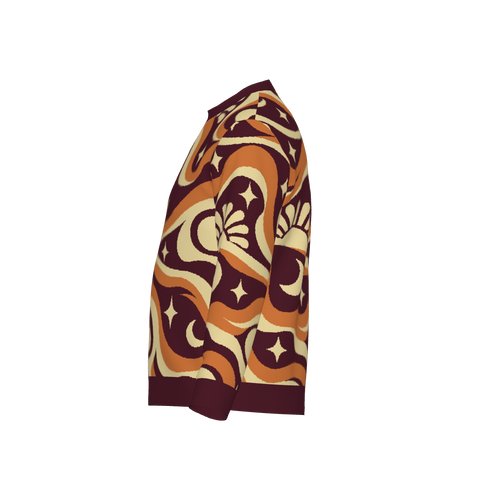 Cosmic Swirl Pattern Knit Sweater