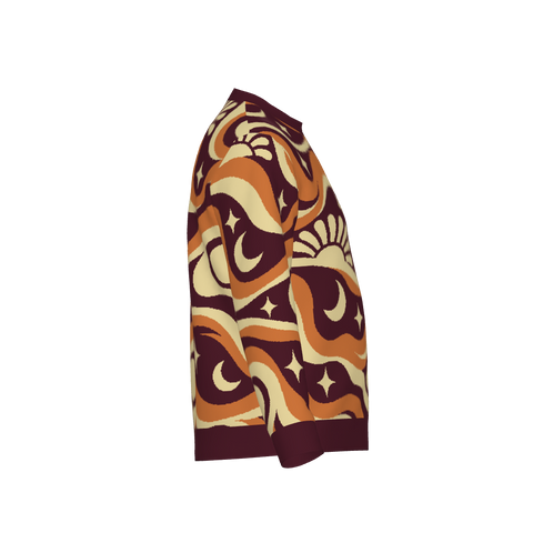 Cosmic Swirl Pattern Knit Sweater