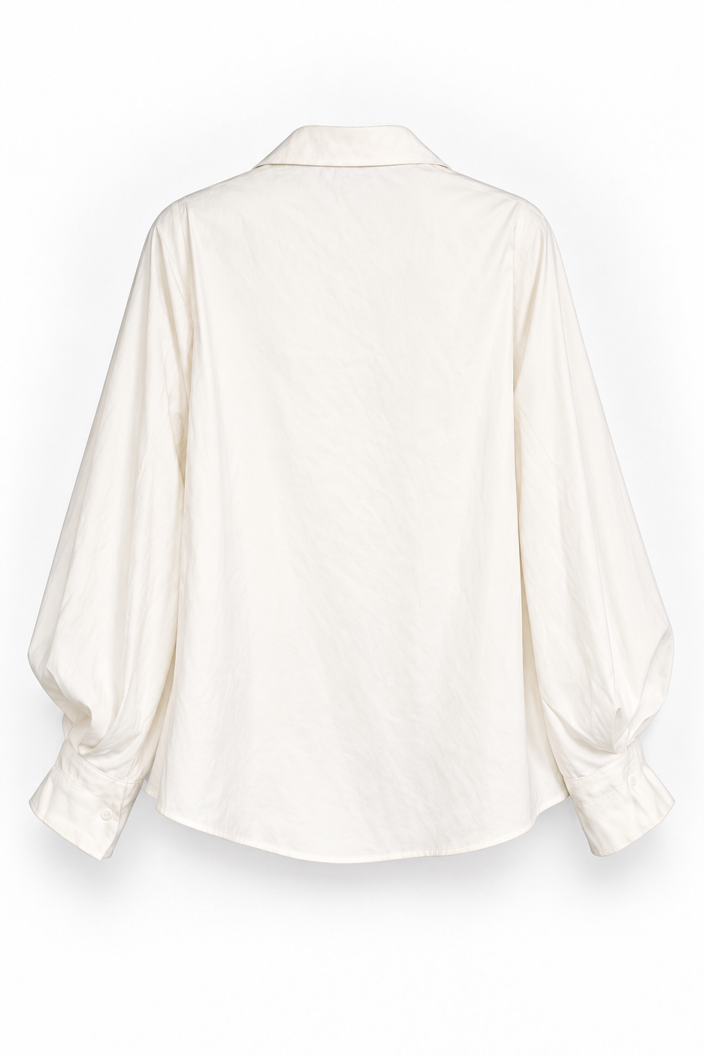 White Collared Blouse with Full Sleeves and Broad Cuffs, back