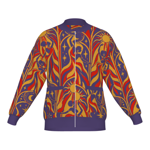 Vibrant Jacquard Knitted Bomber Jacket