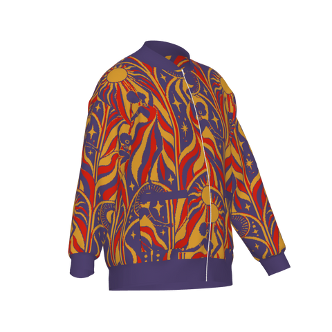 Vibrant Jacquard Knitted Bomber Jacket