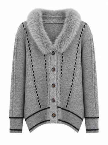 Grounded Faux Fur Knit Cardigan