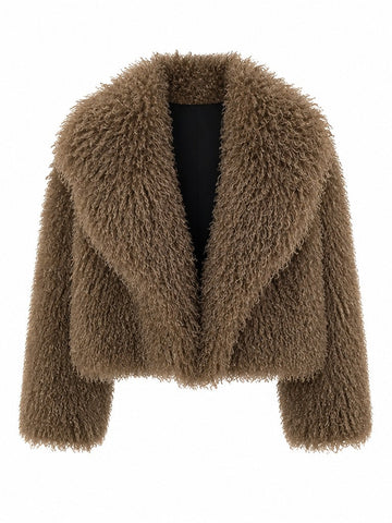 Confident Faux Fur Notched Coat