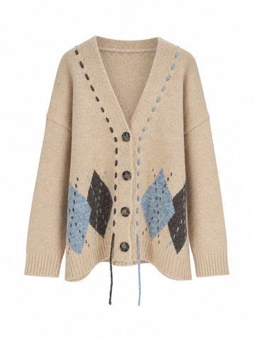 Grounded Plaid Knit Cardigan