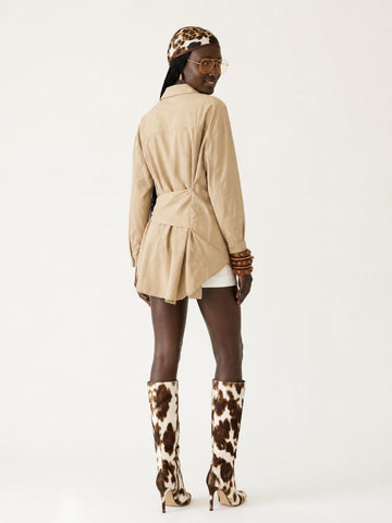 Grounded Khaki Tie-Waist Top
