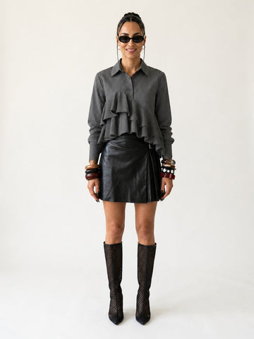 Daring Ruffled Striped Blouse