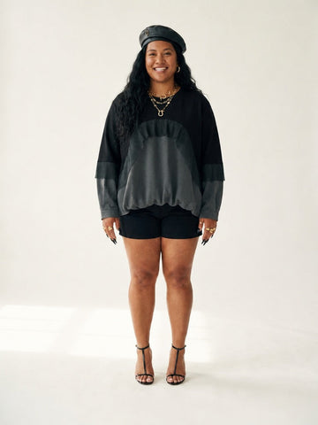 Grounded Color-block Ruffle Sweatshirt