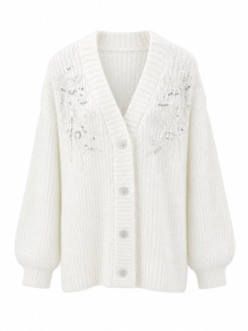 Glorious Pearl Sequin Embroidered Cardigan