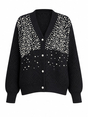 Elegant Pearl Knitted Cardigan