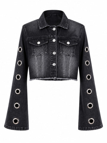 Audacious Eyelet Bell Sleeve Jacket