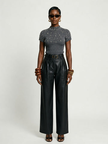Radiant Pearl Rhinestone Knit Top