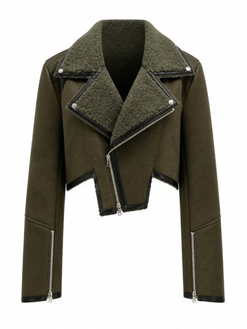 Daring Faux Shearling Cropped Jacket