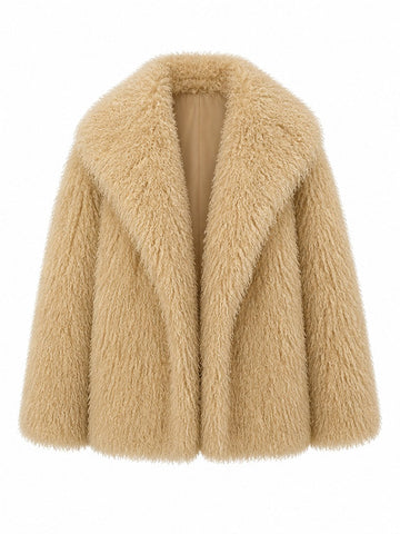 Confident Faux Fur Notched Coat