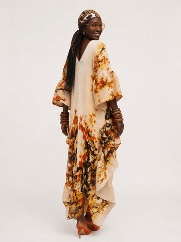 Wanderlust Pleated Print Kaftan