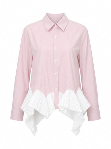 Elegant Striped Ruffled Blouse