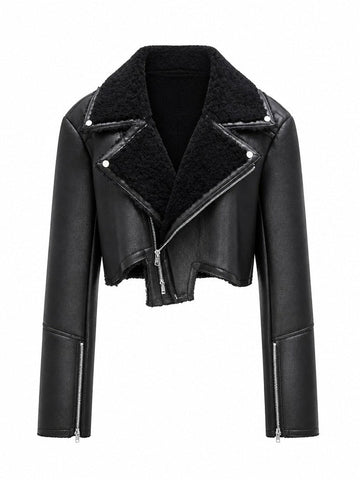 Daring Faux Shearling Cropped Jacket