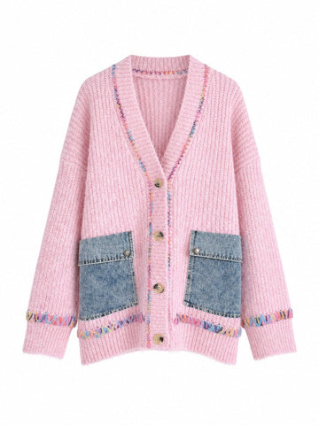 Vibrant Patchwork Knit Cardigan