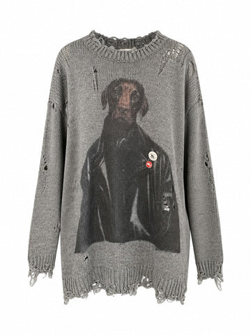 Audacious Distressed Knit Pullover
