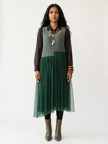 Ethereal Mesh Layered Midi Dress